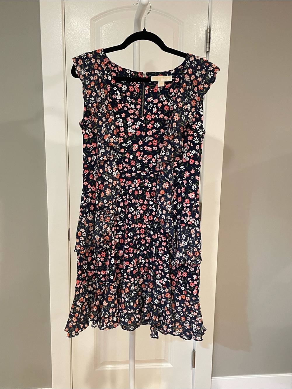 Michael Kors Ruffle Dress - style S910-0008 / PI098X7Z6BNL Twilight Blue NWT - L